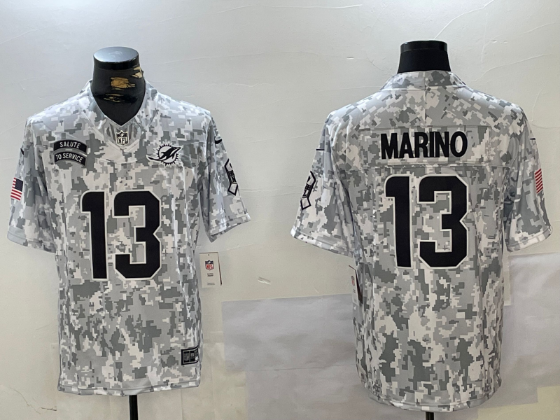Men's Miami Dolphins Dan Marino #13 Arctic Camo 2024 Salute to Service Retired Limited Jersey